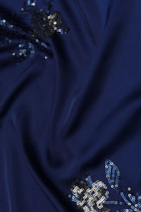 Navy Blue Fabric with Spangle Sequins Embroidery - غاجي والا إكسبورت Gajiwala Export