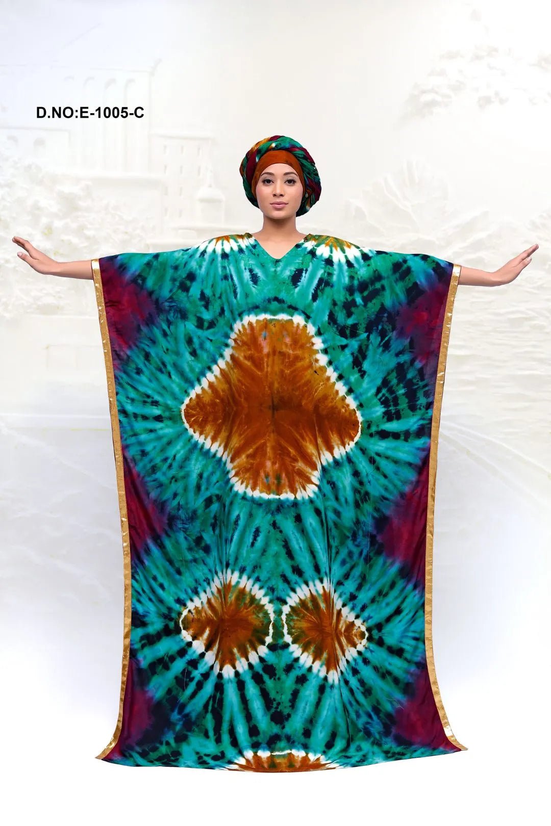 Neon Tie - Dye Farasha Kaftan Maxi Gown - غاجي والا إكسبورت Gajiwala Export