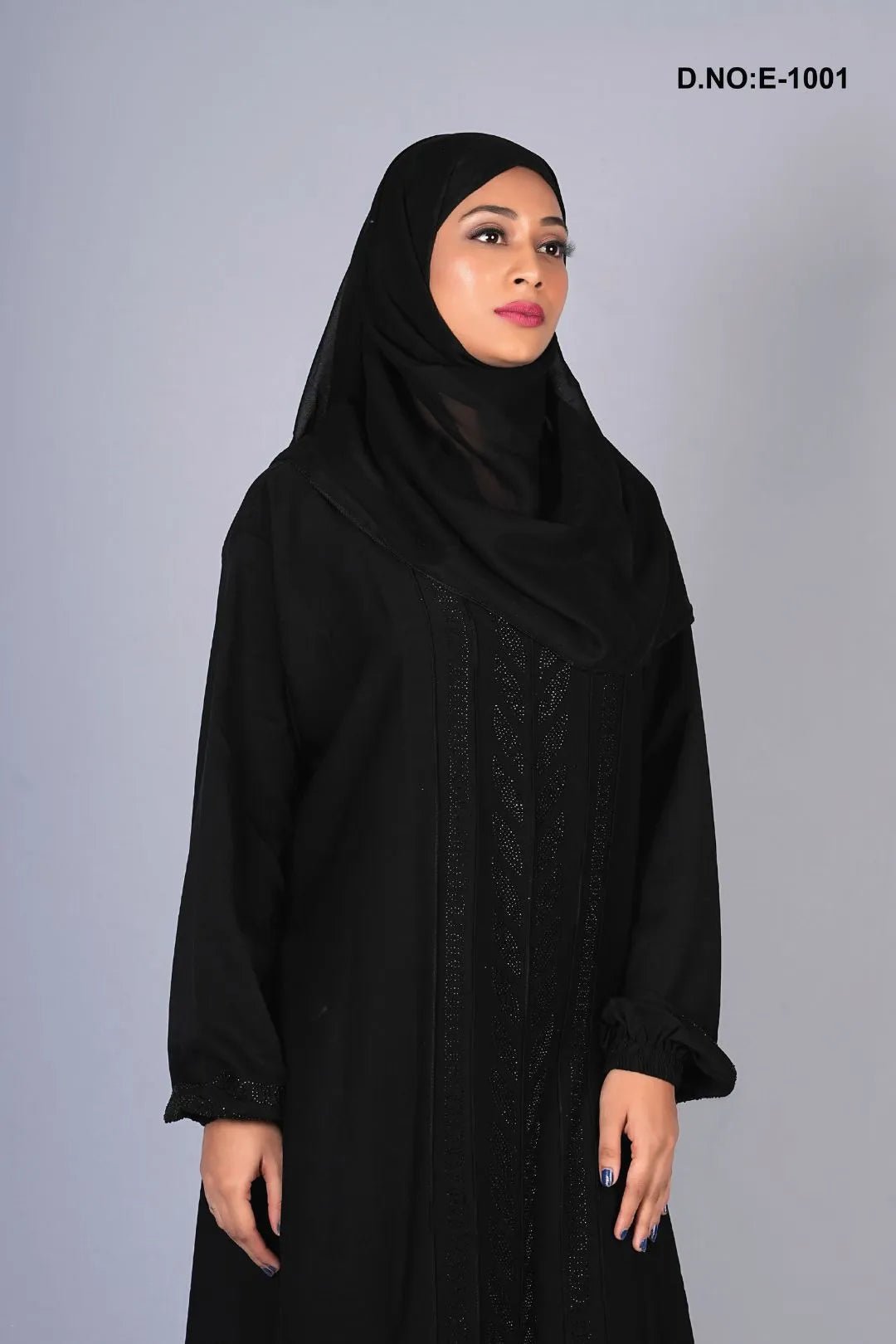 Nida Abaya with Elegant Front Embroidery Work - غاجي والا إكسبورت Gajiwala Export