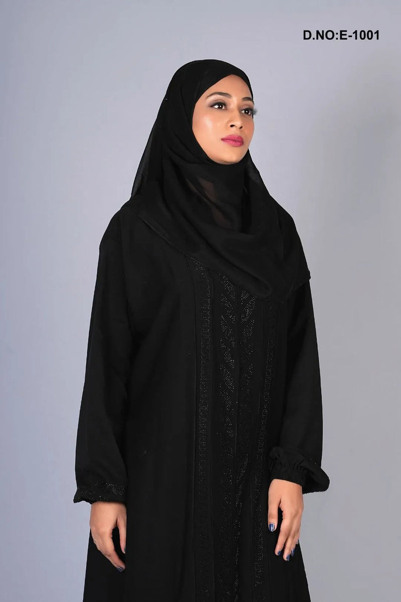 Nida Abaya with Elegant Front Embroidery Work - غاجي والا إكسبورت Gajiwala Export