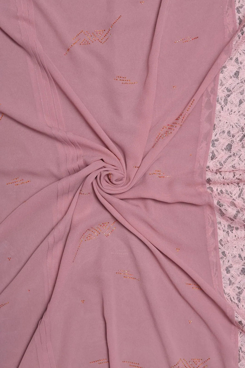 Onion Pink Geometric Beaded Panel Designer Stole for Women - غاجي والا إكسبورت Gajiwala Export