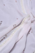 Optic White Geometric Panel Luxury Stole with Bobble Trim - غاجي والا إكسبورت Gajiwala Export