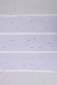 Optic White Geometric Panel Luxury Stole with Bobble Trim- غاجي والا إكسبورت Gajiwala Export