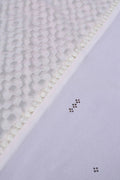 Optic White Geometric Panel Luxury Stole with Bobble Trim - غاجي والا إكسبورت Gajiwala Export