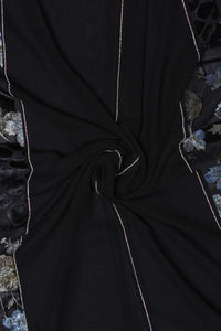 Black Luxury Stole with Embroidered and Beaded Panels - غاجي والا إكسبورت Gajiwala Export