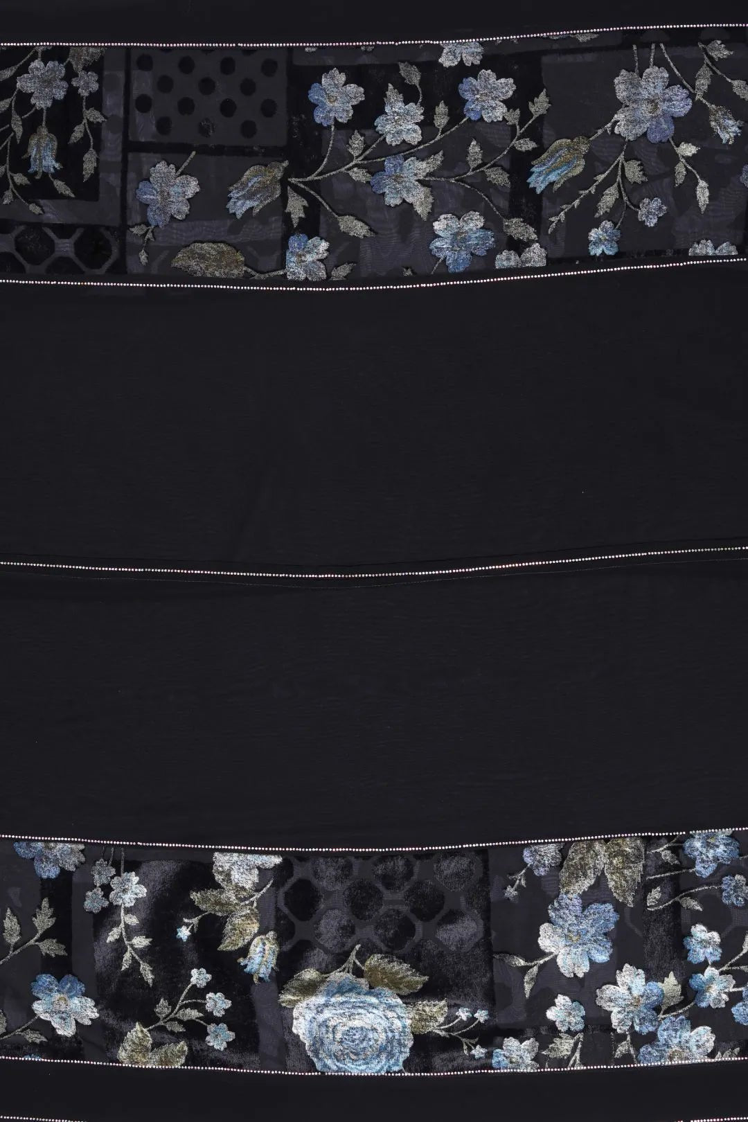 Black Luxury Stole with Embroidered and Beaded Panels - غاجي والا إكسبورت Gajiwala Export