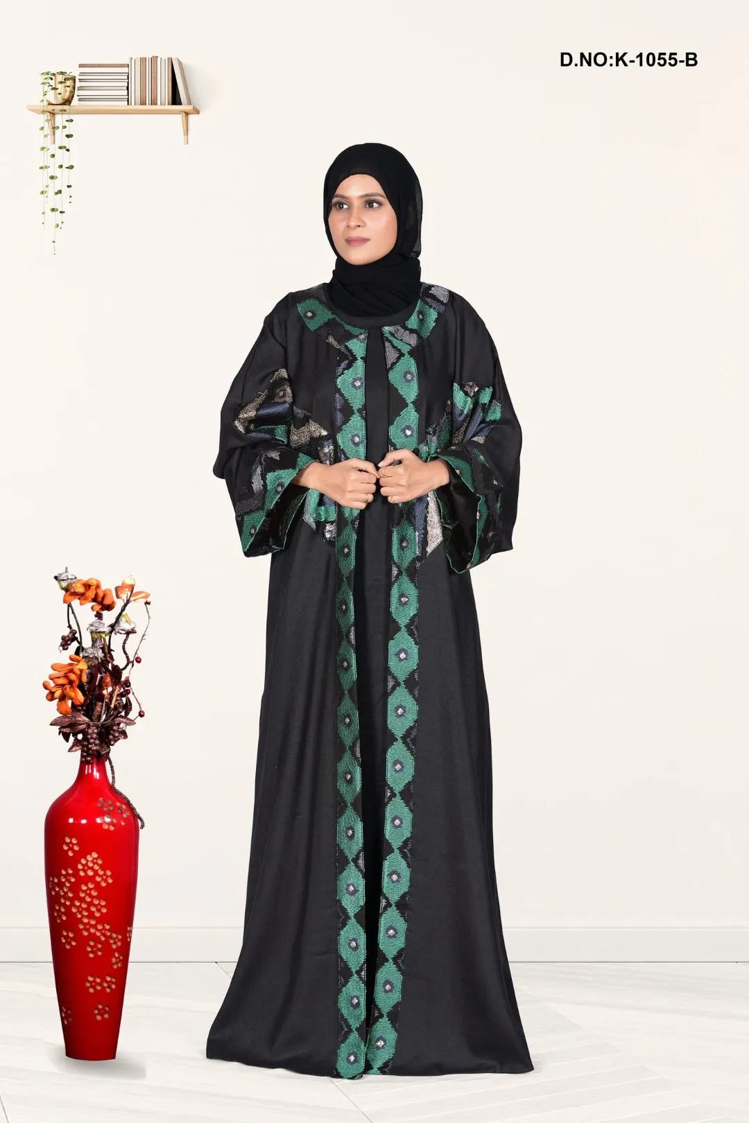 Opulent Geometric Embroidered Long Shrug - غاجي والا إكسبورت Gajiwala Export