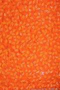 Orange Brasso fabric with Shimmering Trailing Leaf Motif - غاجي والا إكسبورت Gajiwala Export