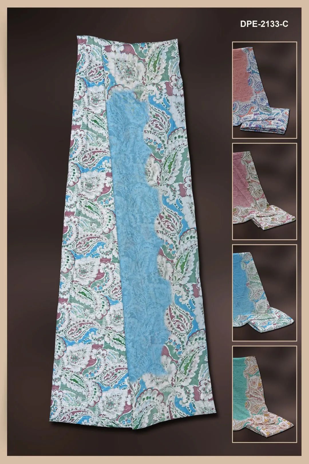 Paisley Print Dress Material with Faux Fur Border Accent - غاجي والا إكسبورت Gajiwala Export