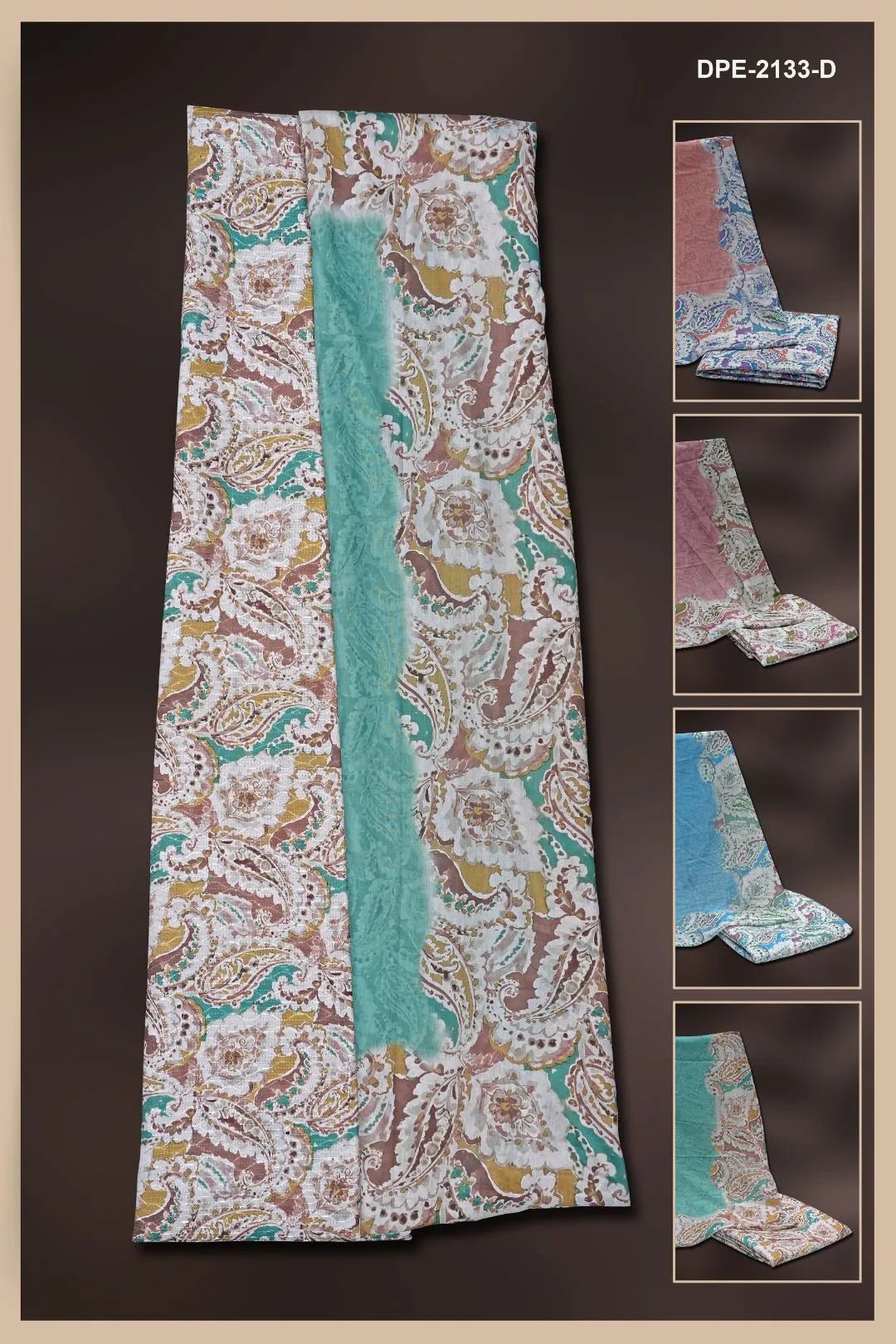 Paisley Print Dress Material with Faux Fur Border Accent - غاجي والا إكسبورت Gajiwala Export