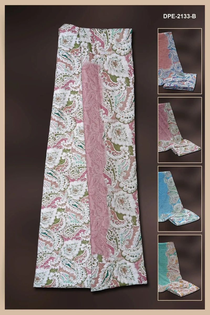 Paisley Print Dress Material with Faux Fur Border Accent - غاجي والا إكسبورت Gajiwala Export