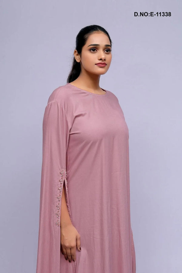 Peach Cape Sleeve Abaya Elegant Full-Length Maxi Gown- غاجي والا إكسبورت Gajiwala Export