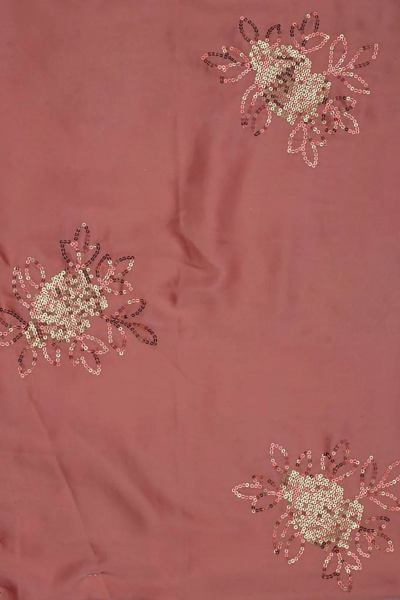 Sequin Floral Coral Fabric Perfect for Sarees, Gowns & Party Wear - غاجي والا إكسبورت Gajiwala Export