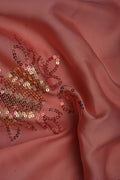 Sequin Floral Coral Fabric Perfect for Sarees, Gowns & Party Wear - غاجي والا إكسبورت Gajiwala Export