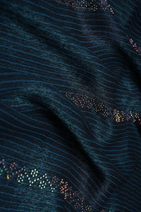 Peacock Striped Fine Vertical Sequin Border Fabric - غاجي والا إكسبورت Gajiwala Export