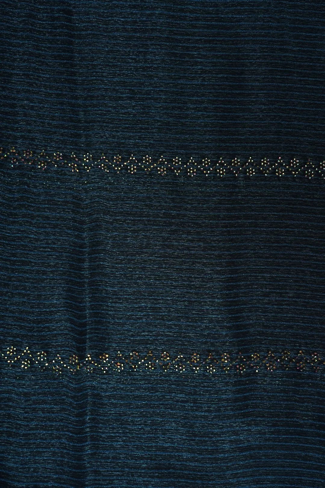 Peacock Striped Fine Vertical Sequin Border Fabric - غاجي والا إكسبورت Gajiwala Export