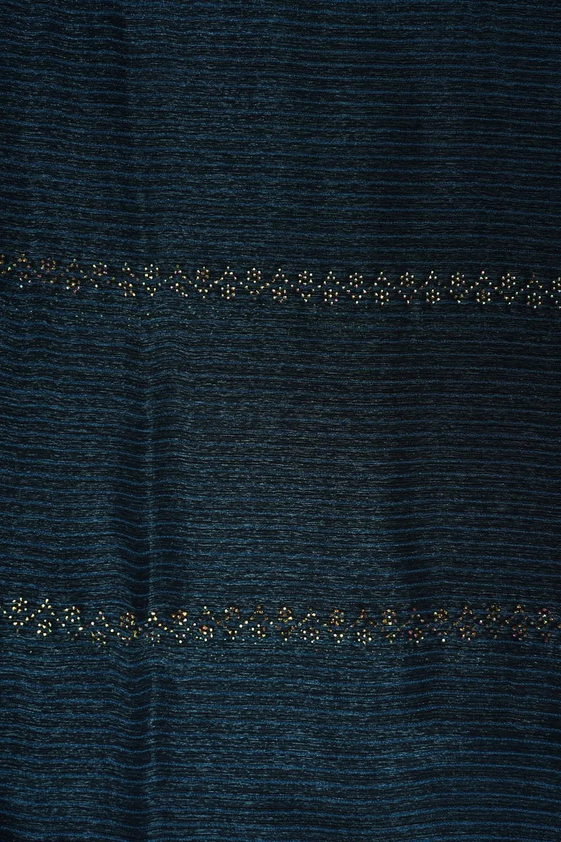 Peacock Striped Fine Vertical Sequin Border Fabric - غاجي والا إكسبورت Gajiwala Export