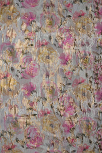 Pink and Watercolor Floral Print Brocade Fabric - غاجي والا إكسبورت Gajiwala Export