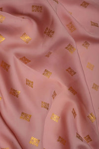 Pink Fabric with Scattered Metallic Gold Buti Print - غاجي والا إكسبورت Gajiwala Export