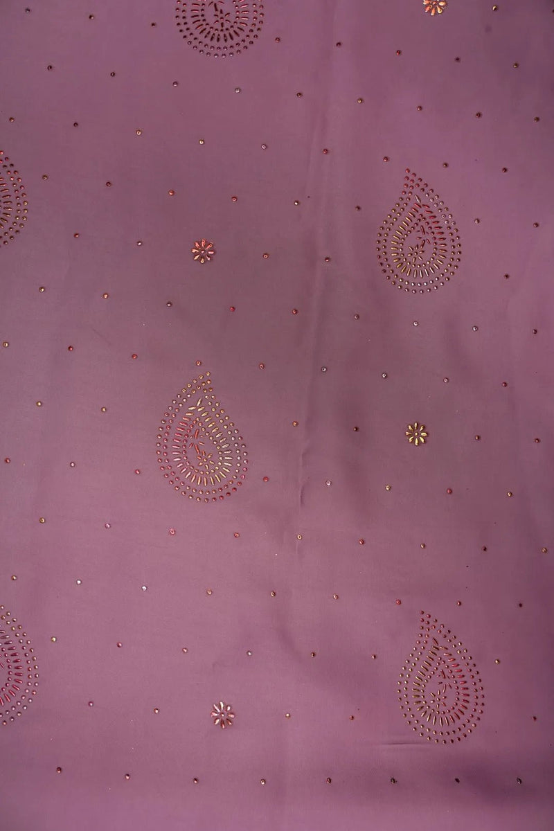 Pink Fabric with Sequin Paisley and Floral Buti - غاجي والا إكسبورت Gajiwala Export