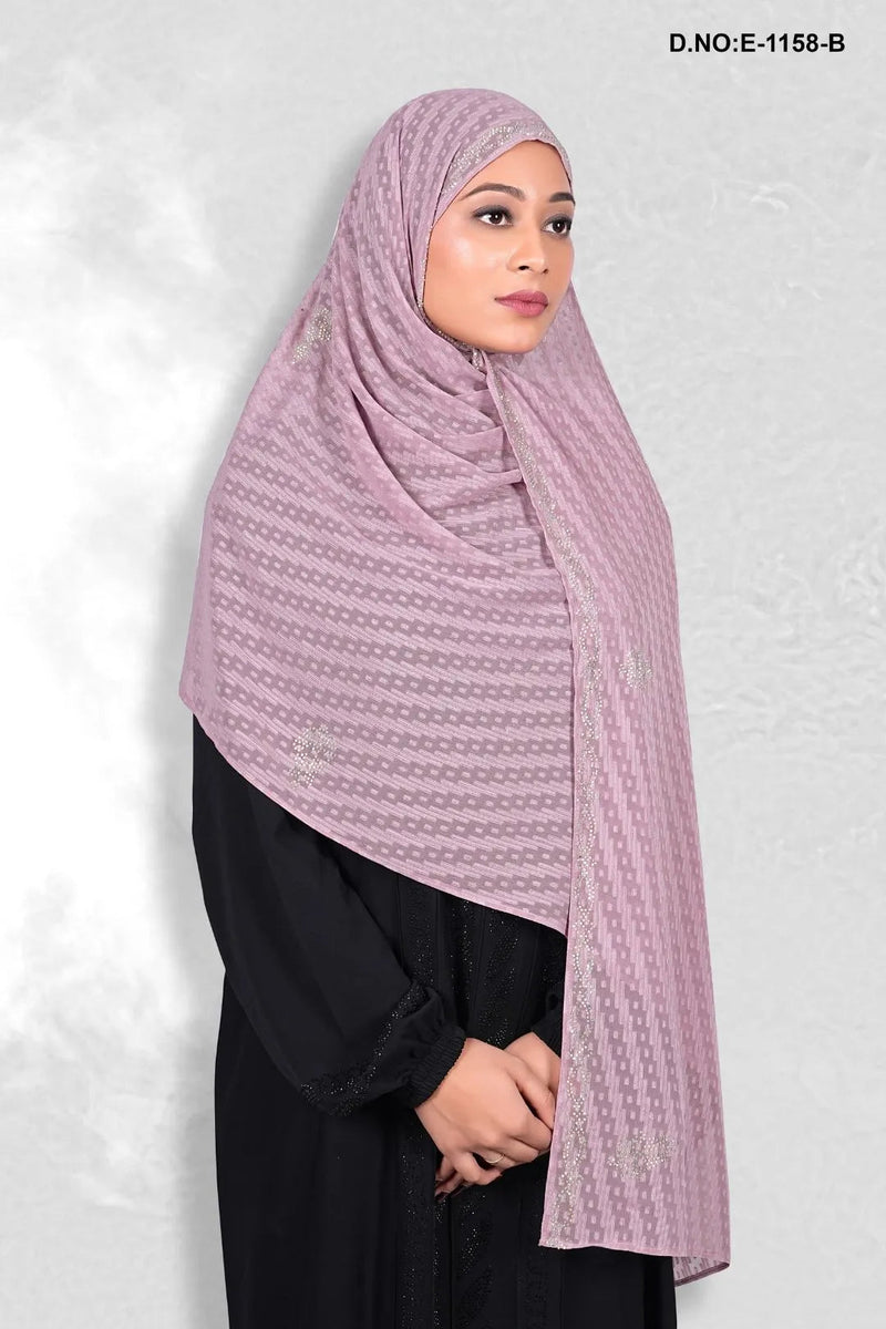 Geometric Pink Dupatta Textured with Silver Accents- غاجي والا إكسبورت Gajiwala Export