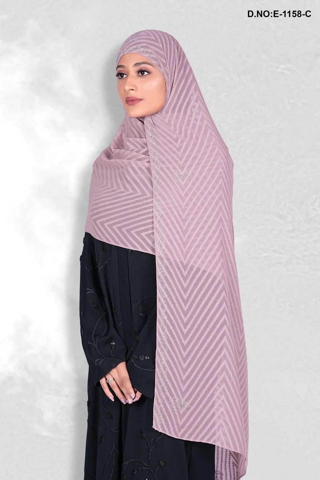 Geometric Pink Dupatta Textured with Silver Accents - غاجي والا إكسبورت Gajiwala Export