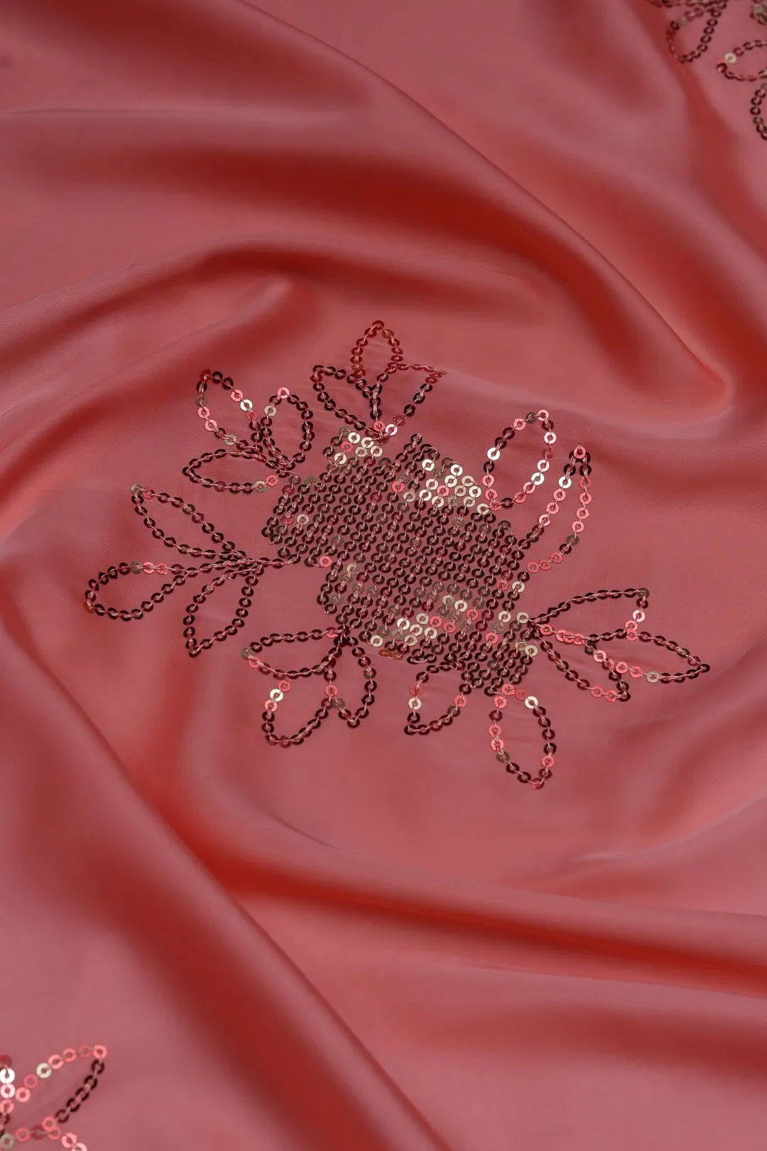 Pink Spangle Sequins Embroidery Fabric- غاجي والا إكسبورت Gajiwala Export