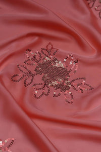 Pink Spangle Sequins Embroidery Fabric- غاجي والا إكسبورت Gajiwala Export