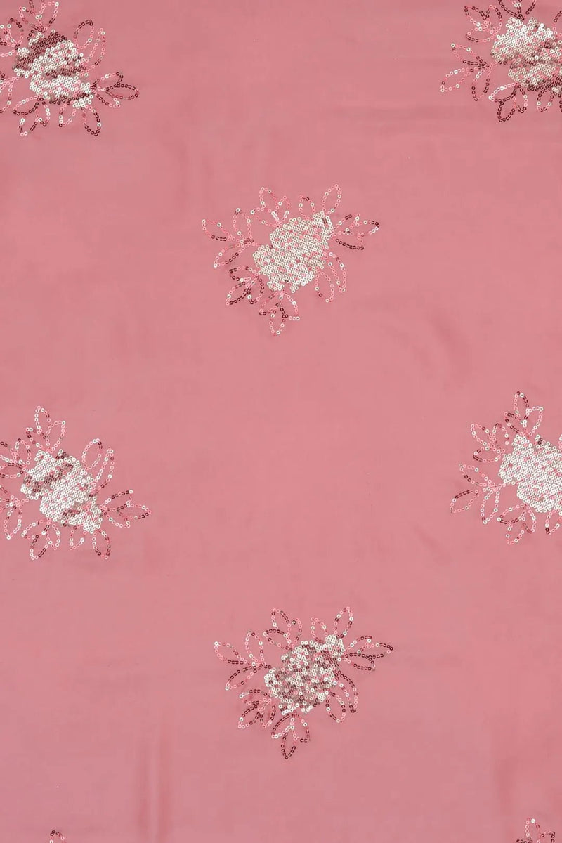 Pink Spangle Sequins Embroidery Fabric - غاجي والا إكسبورت Gajiwala Export