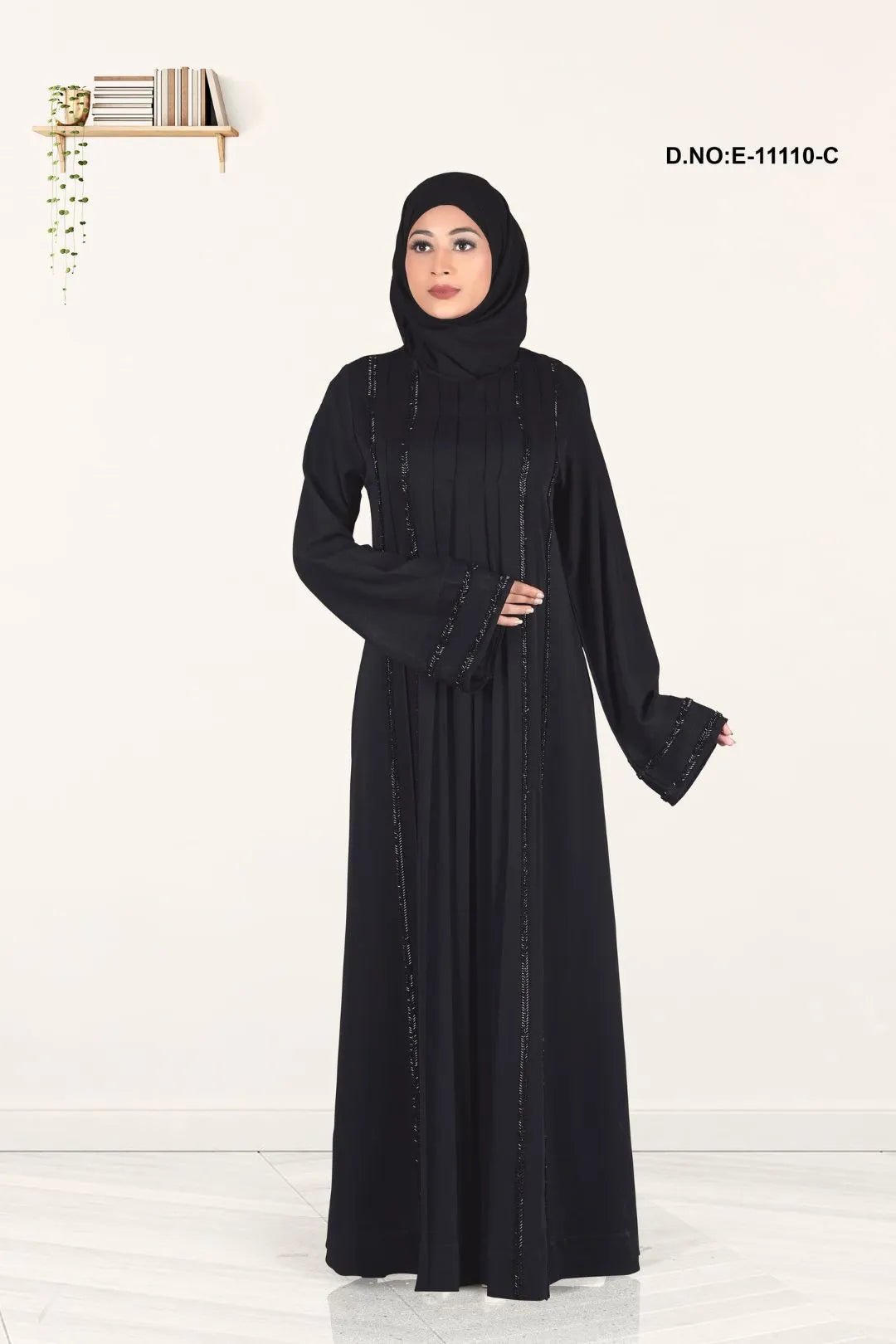 Pleated Abaya with Subtle Embellishment For Women - غاجي والا إكسبورت Gajiwala Export