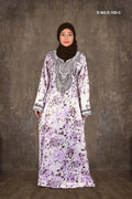 Printed Baby Satin Jalabiya with Embroidered Neckline - غاجي والا إكسبورت Gajiwala Export