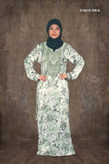 Printed Baby Satin Jalabiya with Embroidered Neckline - غاجي والا إكسبورت Gajiwala Export
