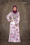 Printed Baby Satin Jalabiya with Embroidered Neckline - غاجي والا إكسبورت Gajiwala Export