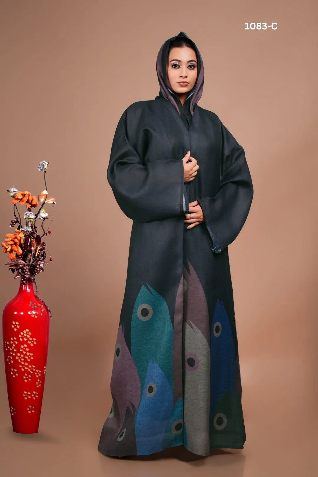 Printed Linen Shrug with Abstract Motif Border - غاجي والا إكسبورت Gajiwala Export