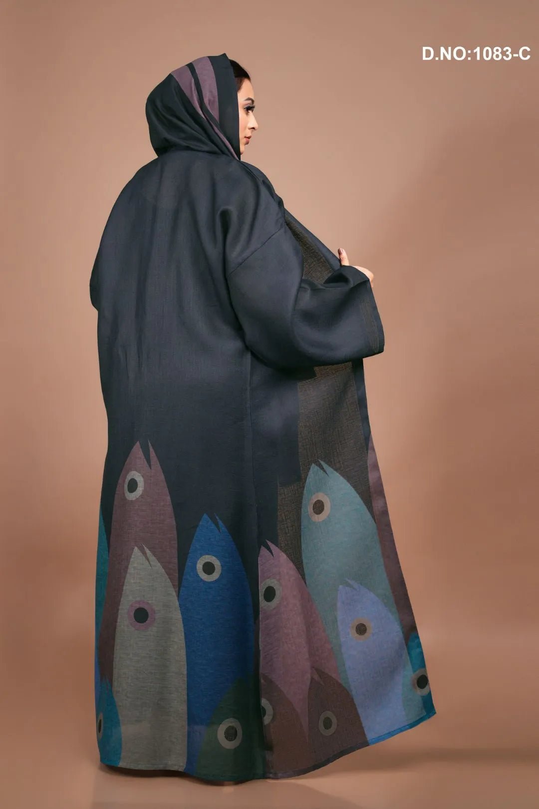 Printed Linen Shrug with Abstract Motif Border - غاجي والا إكسبورت Gajiwala Export