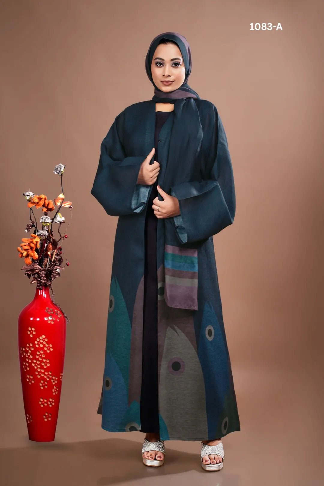 Printed Linen Shrug with Abstract Motif Border - غاجي والا إكسبورت Gajiwala Export