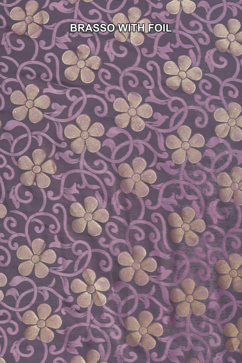 Purple Brasso with Gold Foil Centers Fabric - غاجي والا إكسبورت Gajiwala Export