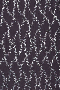 Purple Sequined Swirling Silver Pattern Fabric - غاجي والا إكسبورت Gajiwala Export