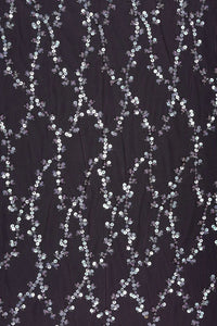 Purple Sequined Swirling Silver Pattern Fabric - غاجي والا إكسبورت Gajiwala Export