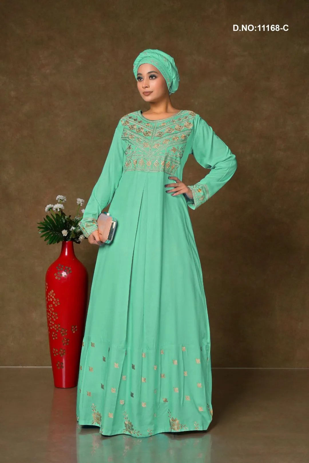 Rayon Embroidered Kaftan for Festive Modest Wear - غاجي والا إكسبورت Gajiwala Export