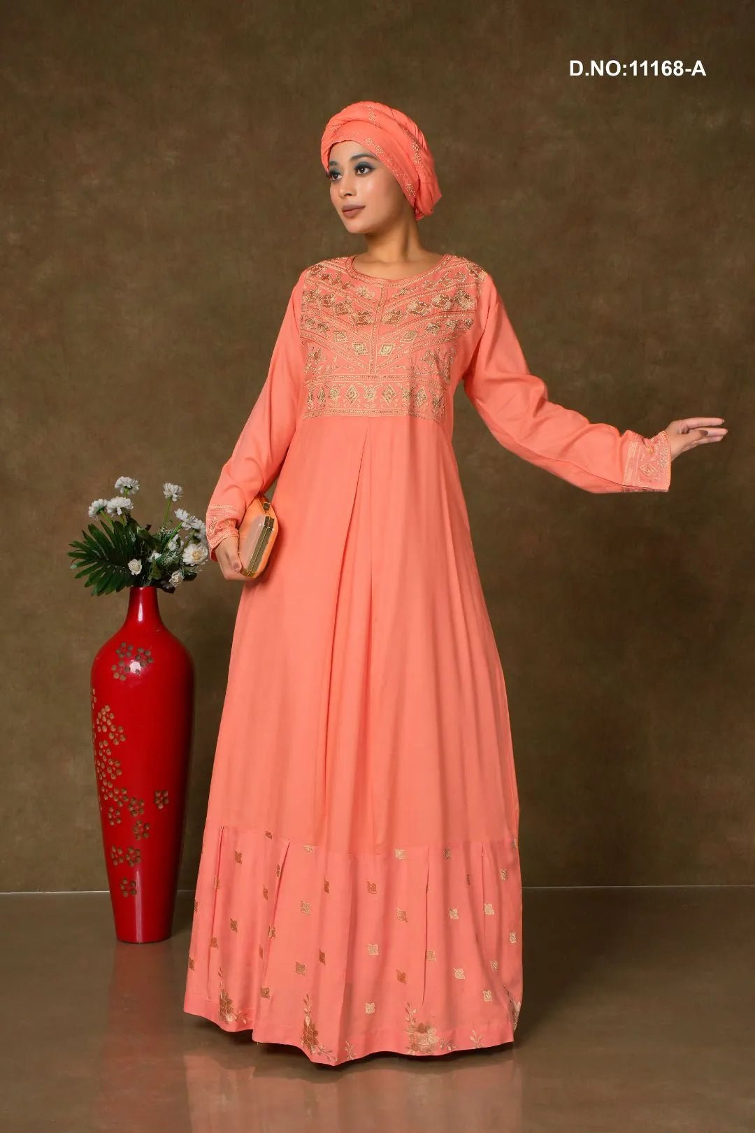 Rayon Embroidered Kaftan for Festive Modest Wear - غاجي والا إكسبورت Gajiwala Export
