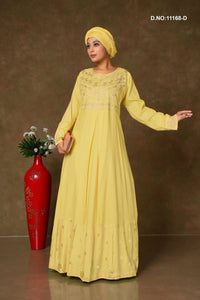 Rayon Embroidered Kaftan for Festive Modest Wear - غاجي والا إكسبورت Gajiwala Export