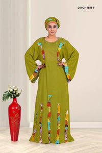 Rayon Embroidered Kaftan with Decorative Applique Work - غاجي والا إكسبورت Gajiwala Export