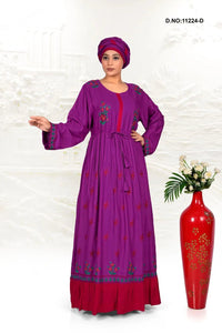 Rayon Embroidered Kaftan with Elegant Floral Work - غاجي والا إكسبورت Gajiwala Export