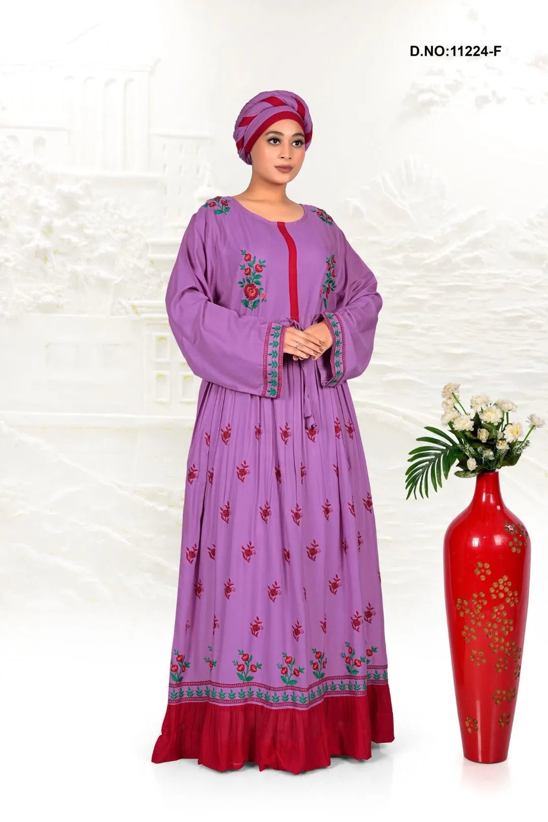 Rayon Embroidered Kaftan with Elegant Floral Work - غاجي والا إكسبورت Gajiwala Export