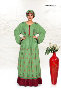 Rayon Embroidered Kaftan with Elegant Floral Work - غاجي والا إكسبورت Gajiwala Export
