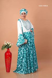 Rayon Embroidered Kaftan with Printed Flowing Design - غاجي والا إكسبورت Gajiwala Export