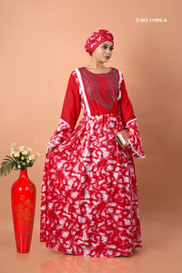 Rayon Embroidered Kaftan with Printed Flowing Design - غاجي والا إكسبورت Gajiwala Export