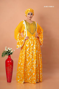 Rayon Embroidered Kaftan with Printed Flowing Design - غاجي والا إكسبورت Gajiwala Export