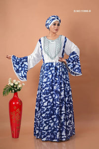 Rayon Embroidered Kaftan with Printed Flowing Design - غاجي والا إكسبورت Gajiwala Export